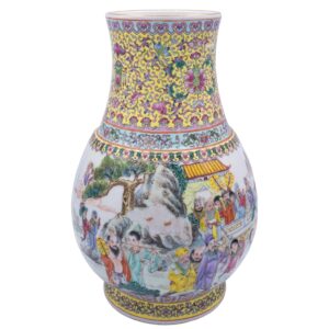 A Large Chinese Famille Rose Porcelain Bailuzun Vase With Poetic Inscription