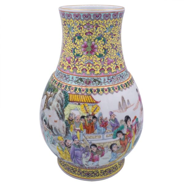 A Large Chinese Famille Rose Porcelain Bailuzun Vase With Poetic Inscription