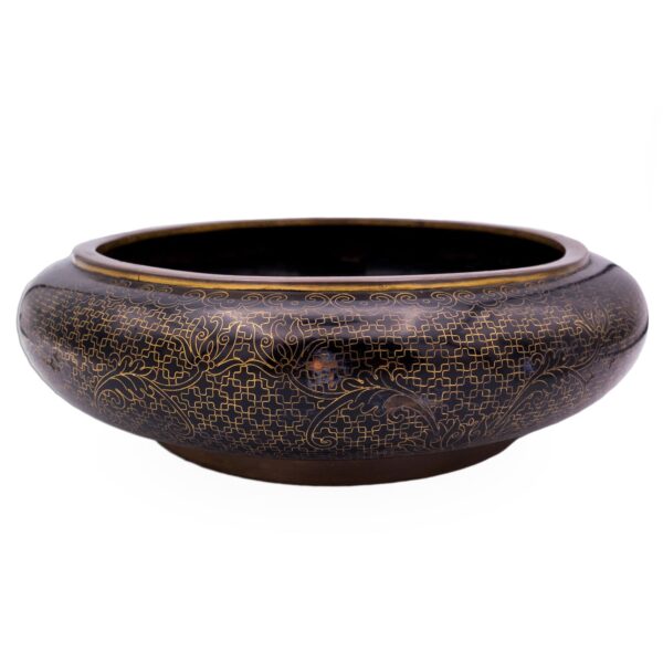 A Large Chinese Cloisonné Bowl with Buddhist 'Bao Xiang Hua' Floral Decoration