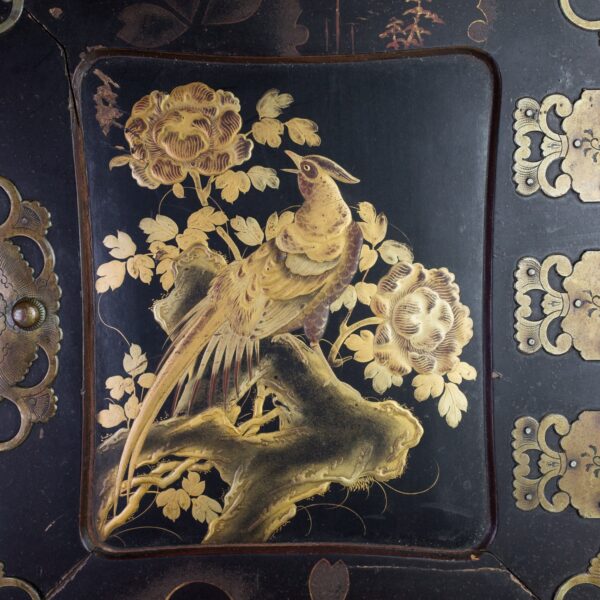 Japanese Lacquer Table Cabinet With Gilt Decoration. Meiji Period