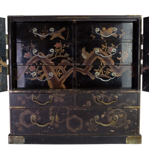 Japanese Lacquer Table Cabinet With Gilt Decoration. Meiji Period