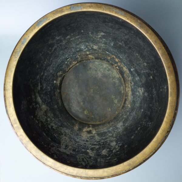 Large Japanese Bronze & Champlevé Jardinière Planter with Floral Decoration. Diameter 33 cm