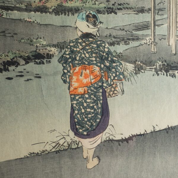 Ogata Gekko - Snake at Inogashira (Inogashira no Shinkei) c. 1896. Original Antique Japanese Woodblock Print. Meiji Period
