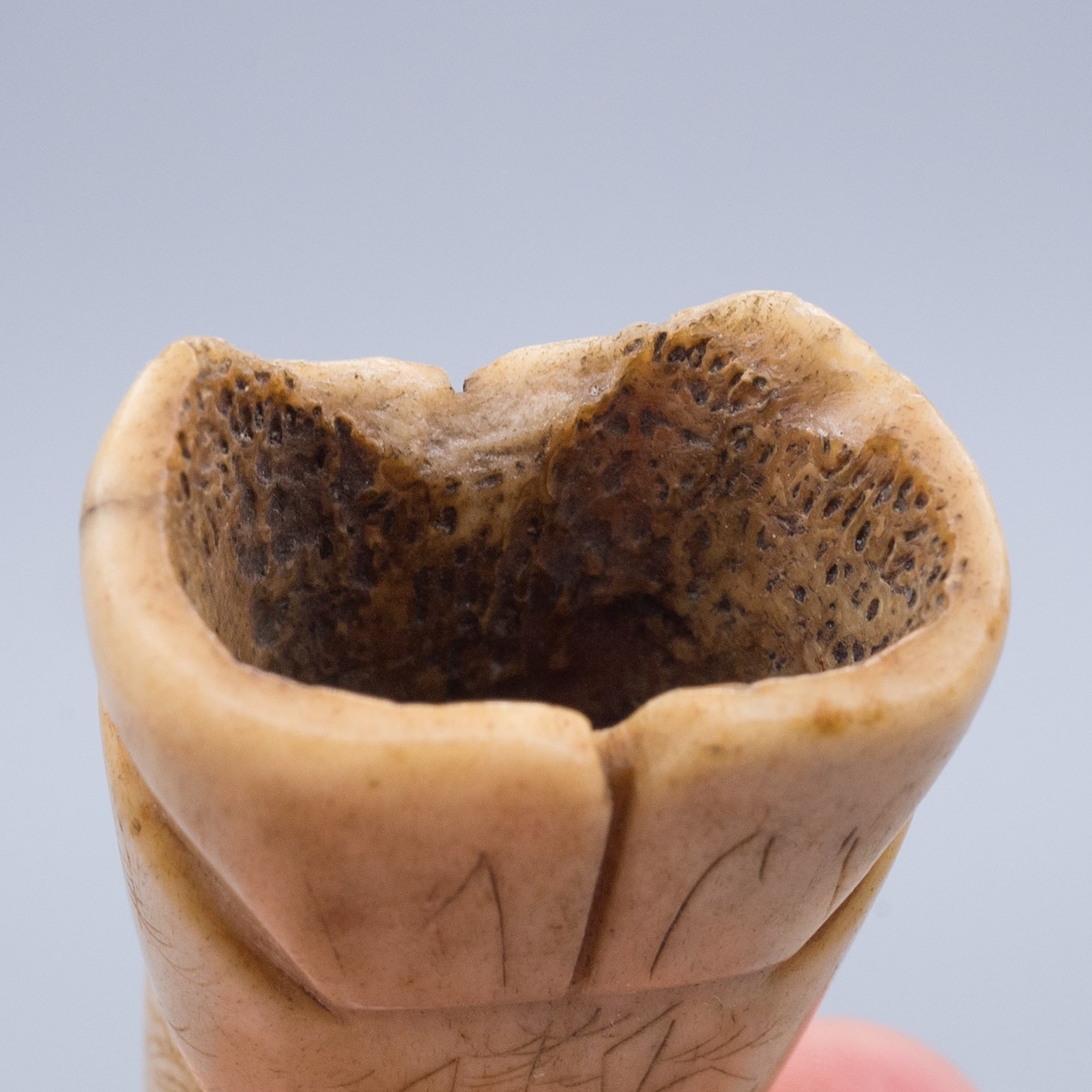 Antique Japanese Stag Antler Netsuke of Lucky God Fukurokuju. Unsigned. Edo Period