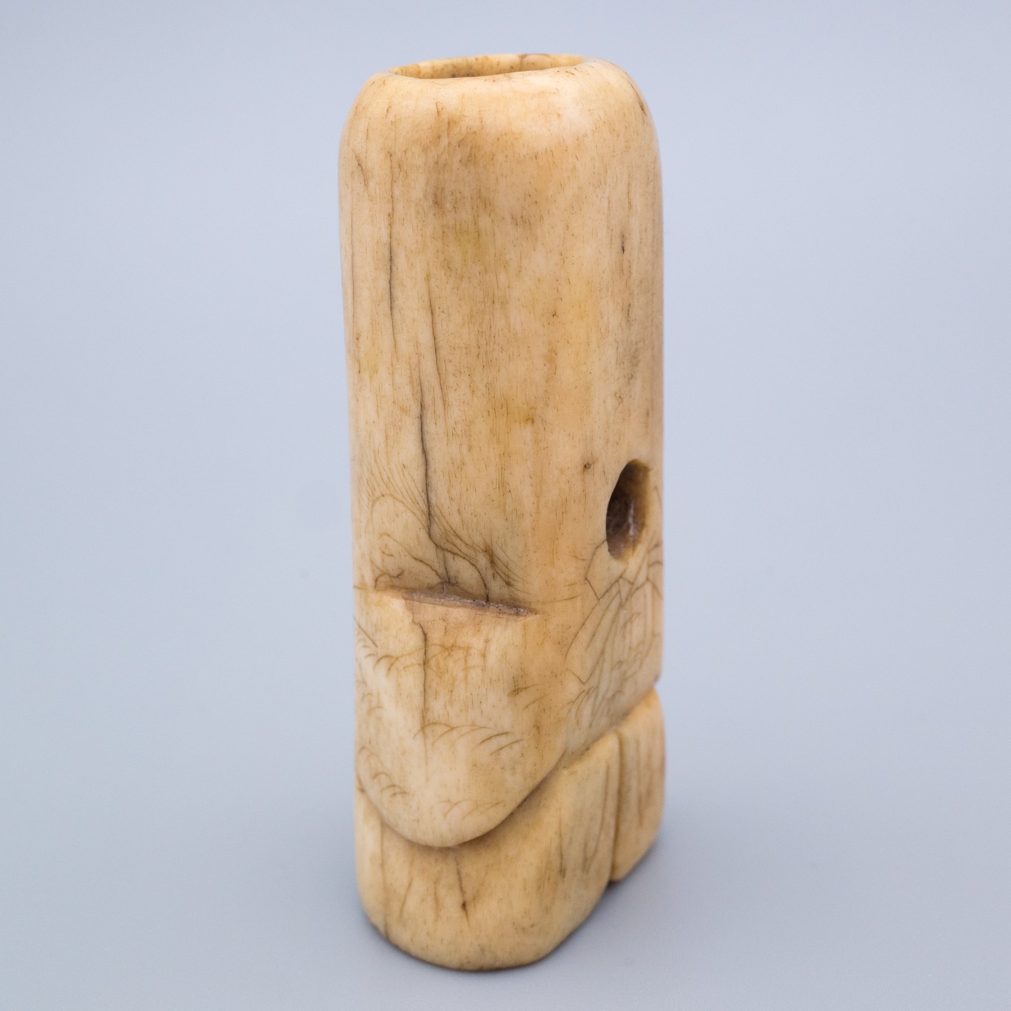 Antique Japanese Stag Antler Netsuke of Lucky God Fukurokuju. Unsigned. Edo Period