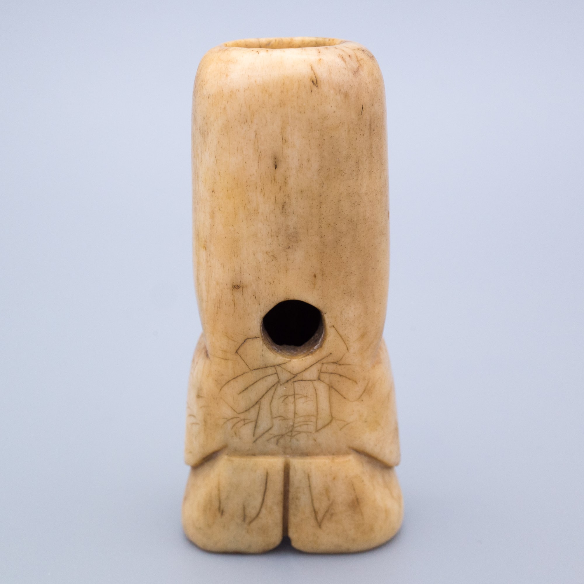 Antique Japanese Stag Antler Netsuke of Lucky God Fukurokuju. Unsigned. Edo Period