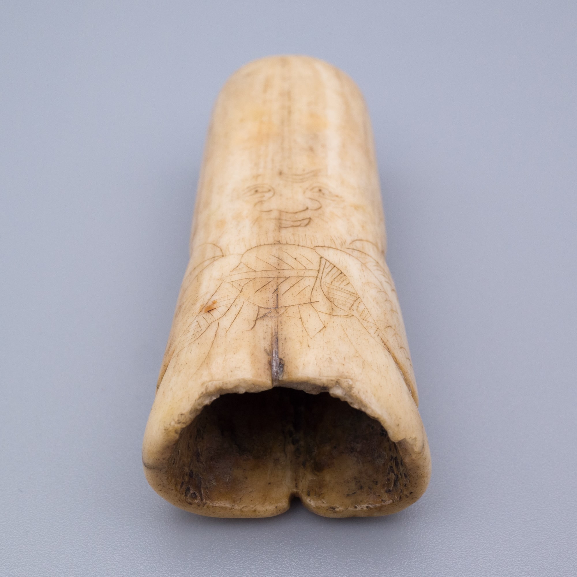 Antique Japanese Stag Antler Netsuke of Lucky God Fukurokuju. Unsigned. Edo Period
