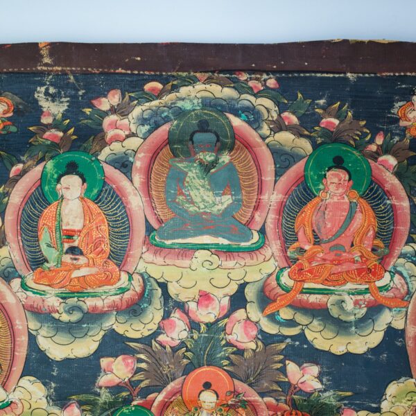 Antique Tibetan Thangka of Padmasambhava or Guru Rinpoche Refuge Tree. Himalayas, early 20th century