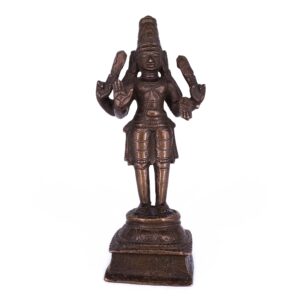 Antique Indian Bronze Figure of Four Armed Lord Murugan (Subrahmanya). South India, 19th century