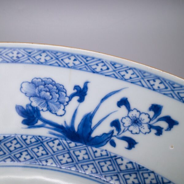 Large Chinese Blue and White Export Porcelain Charger With Floral ...