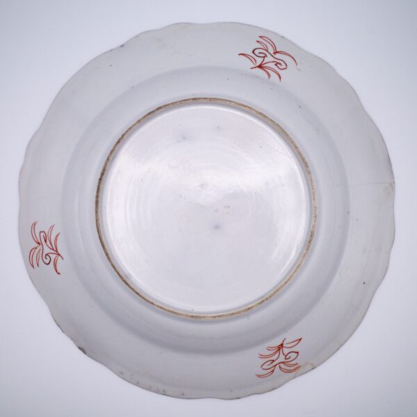 Antique Chinese Qianlong Period Clobbered Export Porcelain Dish With Dragons and Butterflies. 18th century