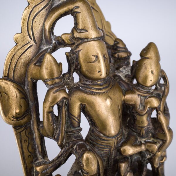 Antique Indian Copper Alloy Shrine of Lakshmi-Narayana. Gujarat, Western India, 17th century