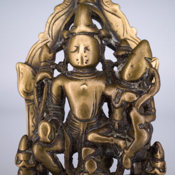 Antique Indian Copper Alloy Shrine of Lakshmi-Narayana. Gujarat, Western India, 17th century