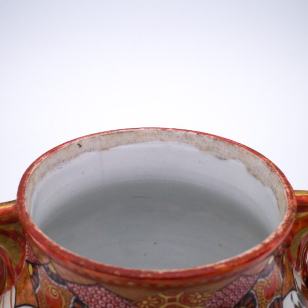 Large Antique Japanese Kutani Porcelain Koro Censer by Watano. Meiji Period