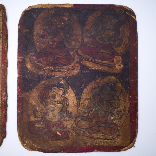 Set of Four Antique Tibetan or Mongolian Buddhist Tsakli Initiation Cards. 19th century or earlier
