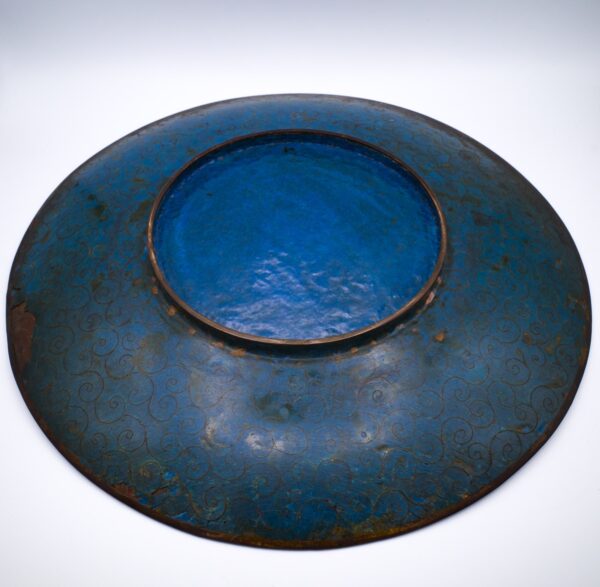 Large 19th Century Japanese Bronze Cloisonné Charger. Diameter 36.5cm. Meiji Period