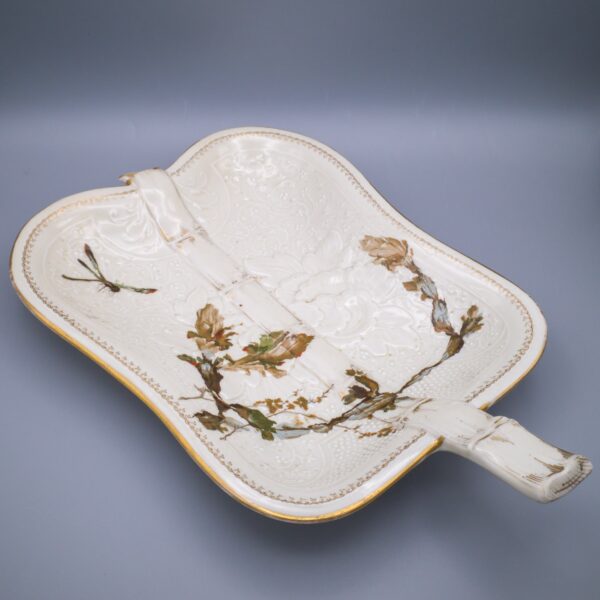 Antique Haviland and Co. Japanese Fan-Shaped Platter by Dammouse. Fleurs Parisiennes Pattern by Girardin. 1882-1889