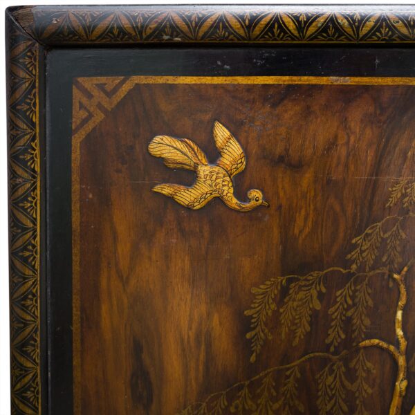 Antique Chinoiserie Gilt Lacquered Wood Panel No. 417 - Willow Pattern. 57x38 cm
