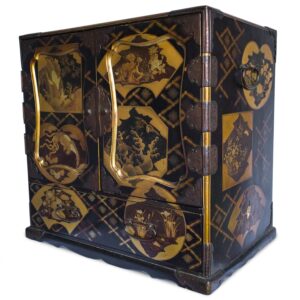 Fine Large Japanese Gilt Lacquered Table Cabinet With Auspicious Creatures. Meiji Period