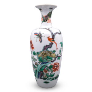 Chinese Republic Period Famille Verte Porcelain Vase With Kangxi Style Decoration. Height 25 cm