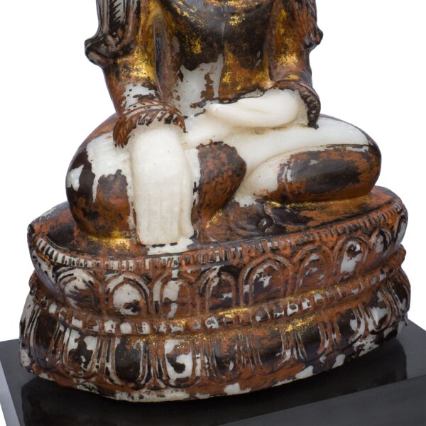 Large Burmese Gilt Lacquered Marble Buddha in Bhumisparsha Mudra. Height 51 cm / 20"