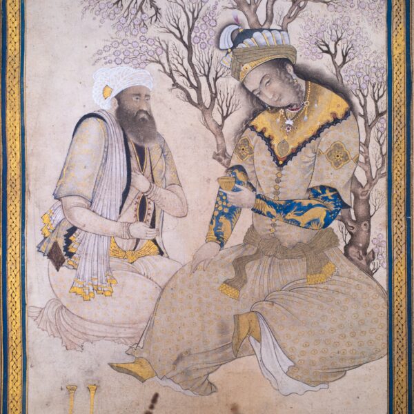Antique Qajar Period Safavid Style Persian Miniature Painting in the Manner of Reza Abbasi