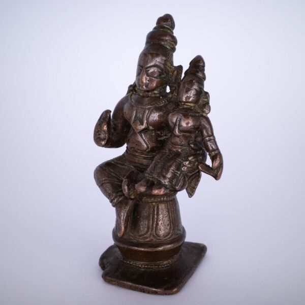 Antique Indian Copper Alloy Figure of Rama and Sita. Southern India, 18th-19th Century