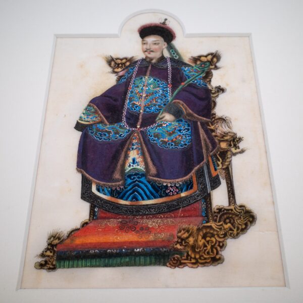 Antique Chinese Export Pith Painting of the Daoguang Emperor. 19th Century, Qing Dynasty