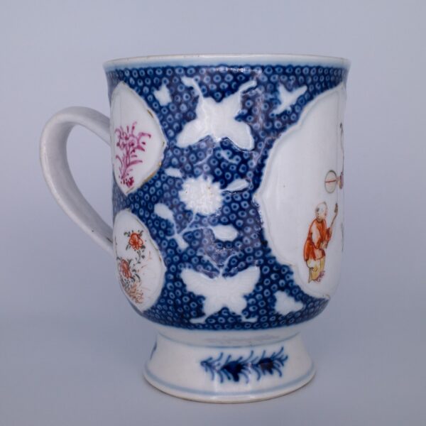 Antique Chinese Relief Moulded Famille Rose Export Porcelain Mug. Qianlong or Jiaqing Period