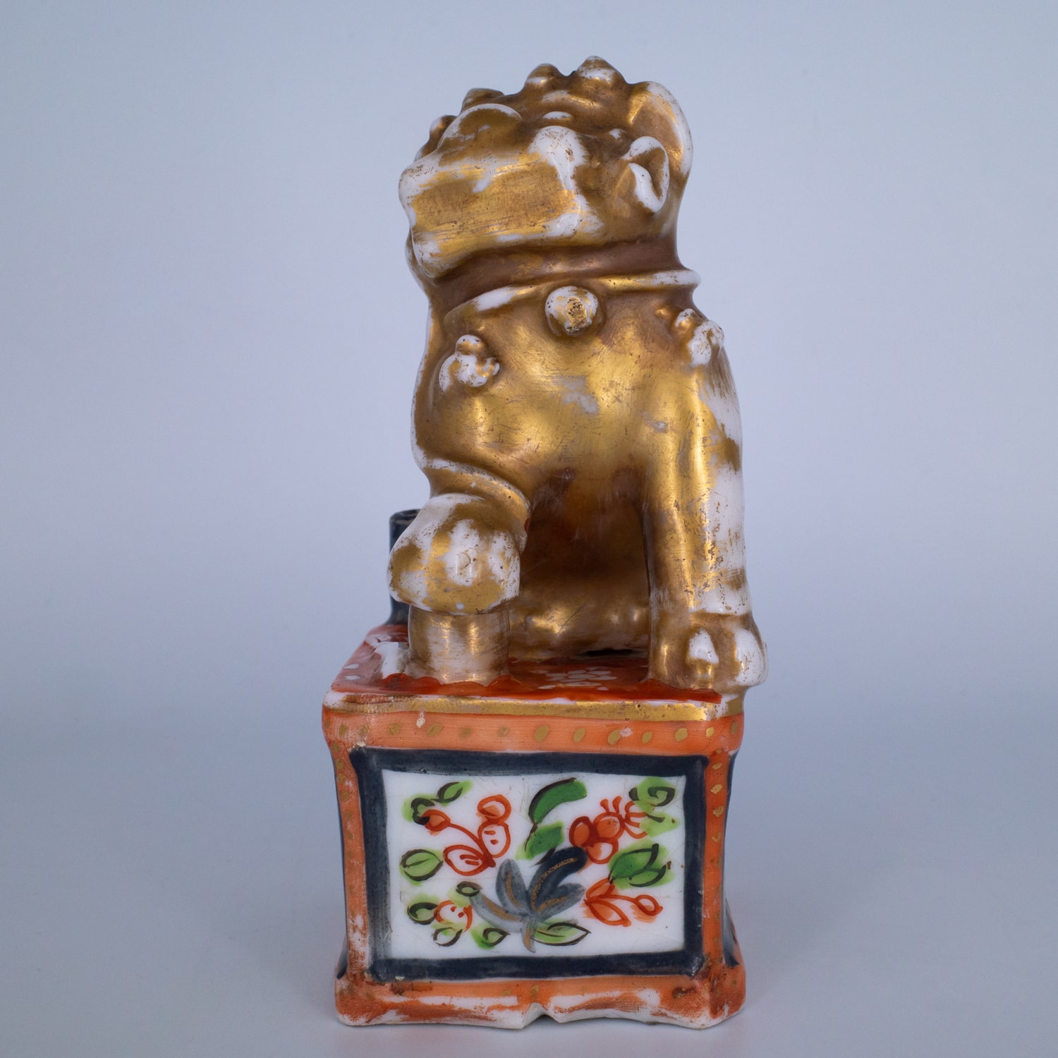 Antique Chinese Clobbered Blanc De Chine Buddhist Lion Joss Stick Holder. Dehua, Kangxi Period (1662-1722)