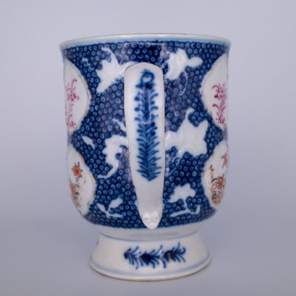 Antique Chinese Relief Moulded Famille Rose Export Porcelain Mug. Qianlong or Jiaqing Period