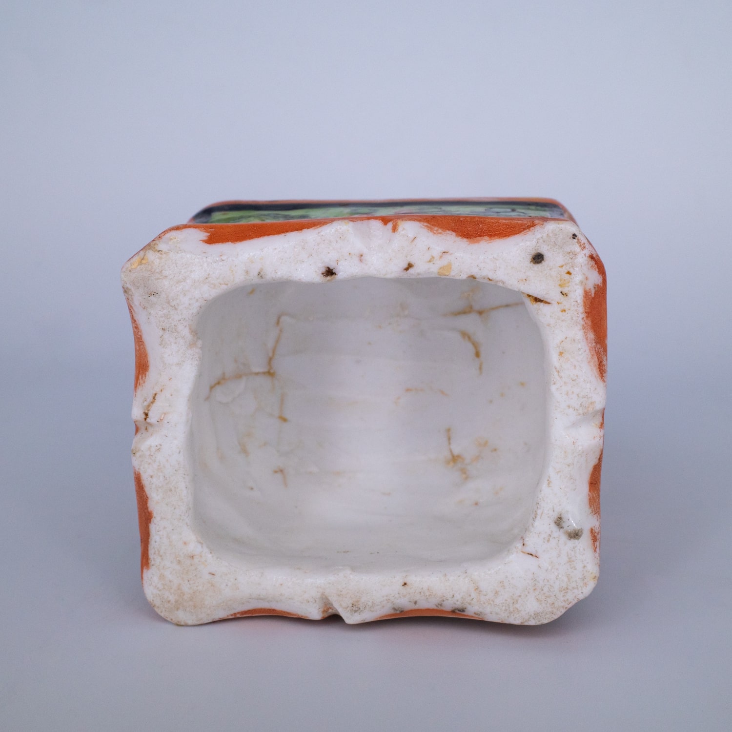 Antique Chinese Clobbered Blanc De Chine Buddhist Lion Joss Stick Holder. Dehua, Kangxi Period (1662-1722)