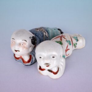 Pair of Antique Japanese Kakiemon-Style Arita Porcelain Whistles, c. 1680-1700. Edo Period