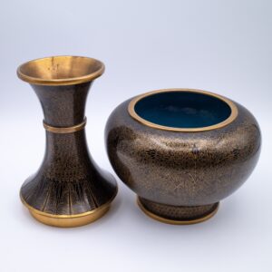 Fine Chinese Black Cloisonne Calligraphy Brush Washer and Brush Pot Transforming Vase