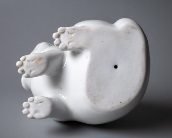 Antique Japanese Hirado Porcelain Okimono Figure of a Puppy. Meiji Period