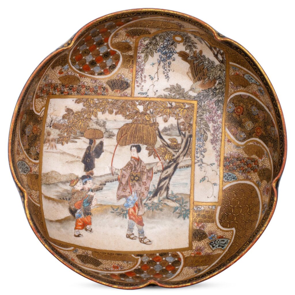 Fine Antique Japanese Satsuma Pottery Bowl by Asayama (Chozan) 朝山. Meiji Period