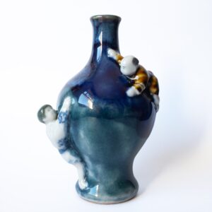 Antique Japanese Sumida Gawa Pottery Vase by Ishiguro Koko. Meiji Period