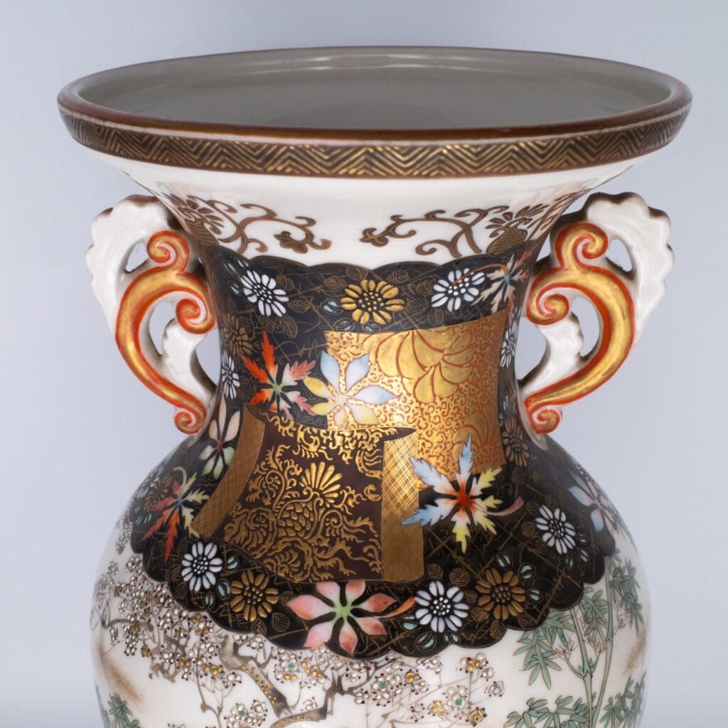 Fine Japanese Kutani Porcelain Vase in Satsuma Style by Eizan
