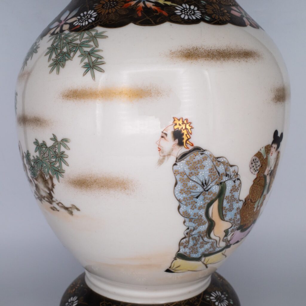 Fine Japanese Kutani Porcelain Vase in Satsuma Style by Eizan ...