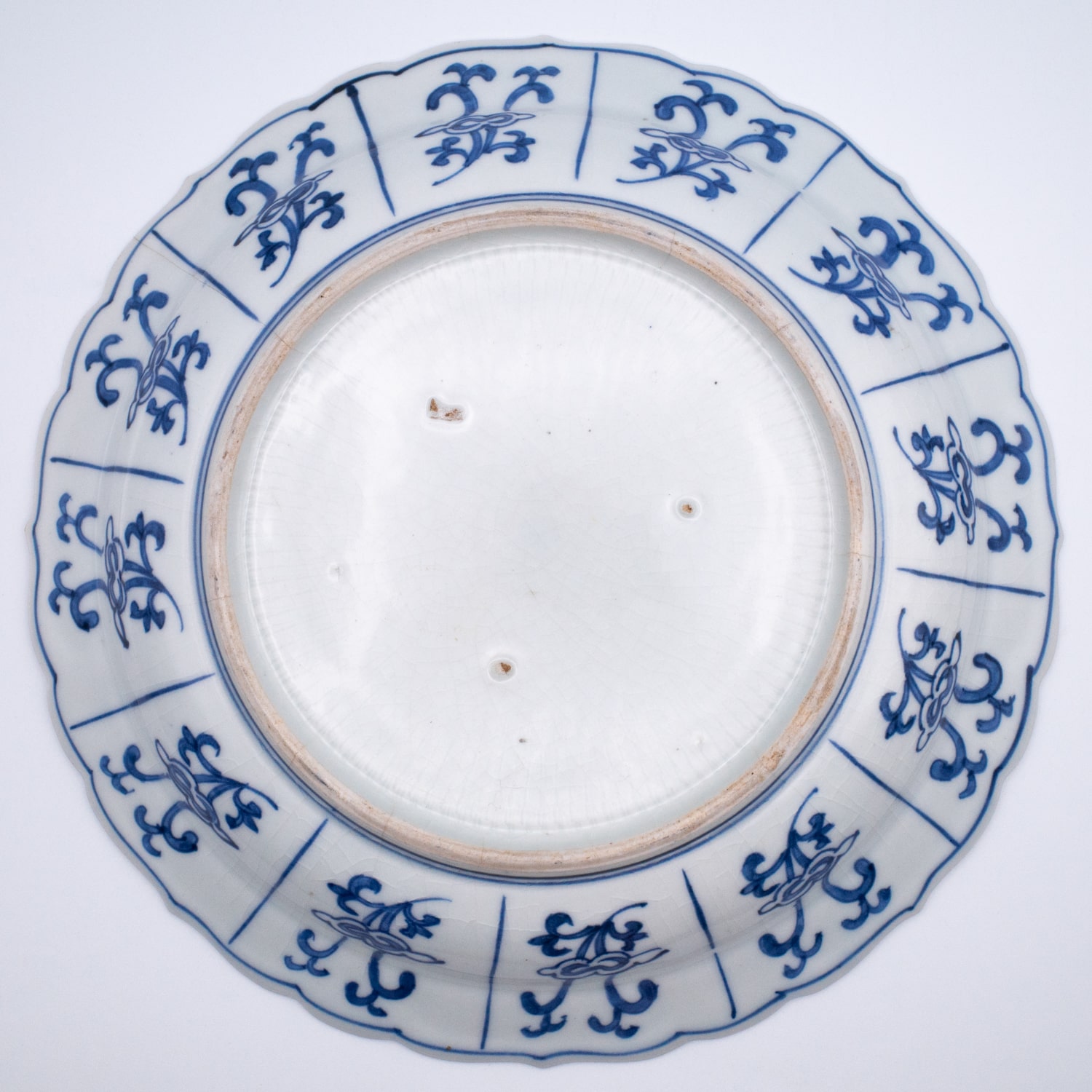 Pair of Antique Japanese Fuyode Kraak Style Blue and White Porcelain Dishes. Edo Period