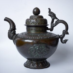 Antique Tibetan Buddhist Copper Teapot With Dragon Handle. 19th century