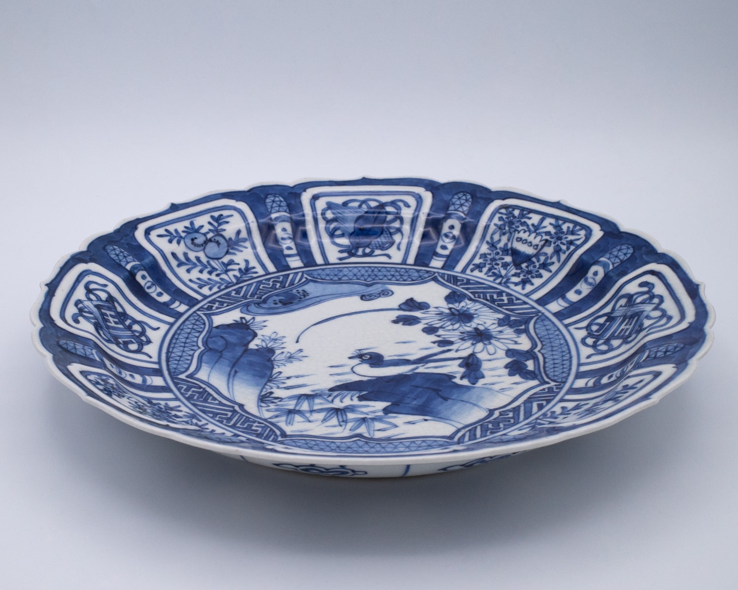 Pair of Antique Japanese Fuyode Kraak Style Blue and White Porcelain Dishes. Edo Period