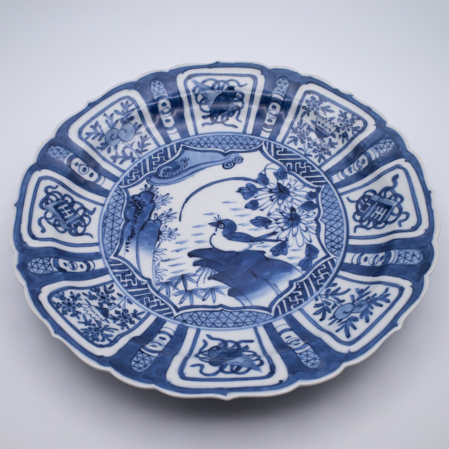 Pair of Antique Japanese Fuyode Kraak Style Blue and White Porcelain Dishes. Edo Period