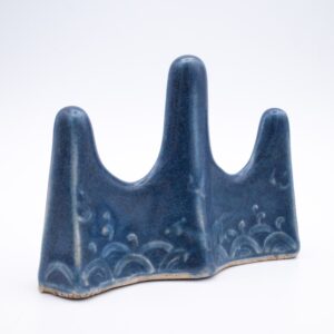 Fine Antique Chinese Blue Glazed Mountain-form Porcelain Brush Rest. Qing Dynasty