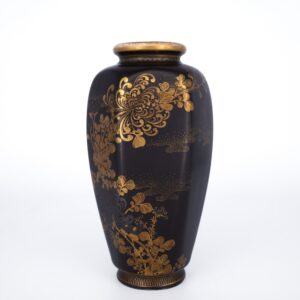 Fine Antique Japanese Matt Black Satsuma Pottery Vase Marked 竒山. Early 20th Century