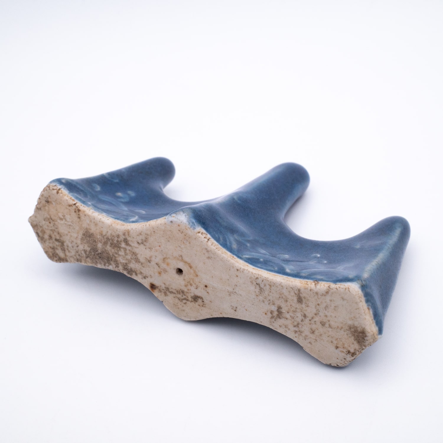 Fine Antique Chinese Blue Glazed Mountain-form Porcelain Brush Rest. Qing Dynasty