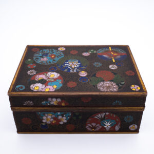 Fine Antique Japanese Cloisonné Enamelled Rectangular Box and Cover. Meiji period