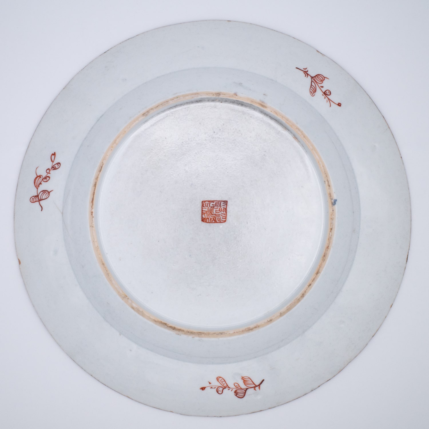 Antique Chinese Clobbered Blue and White Export Porcelain Dish With Chickens. 18th century