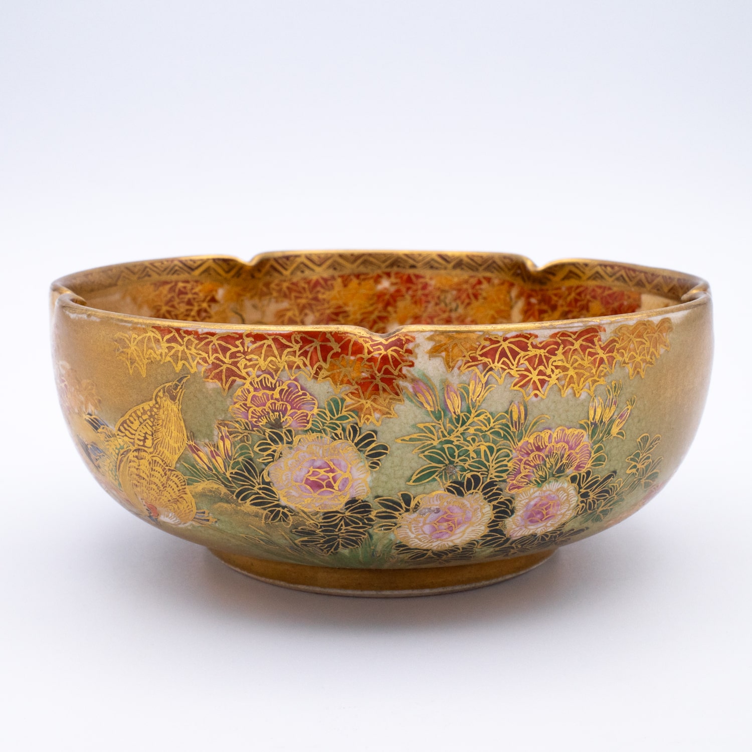 Antique Japanese Satsuma Pottery Bowl Marked 神山. Early 20th century
