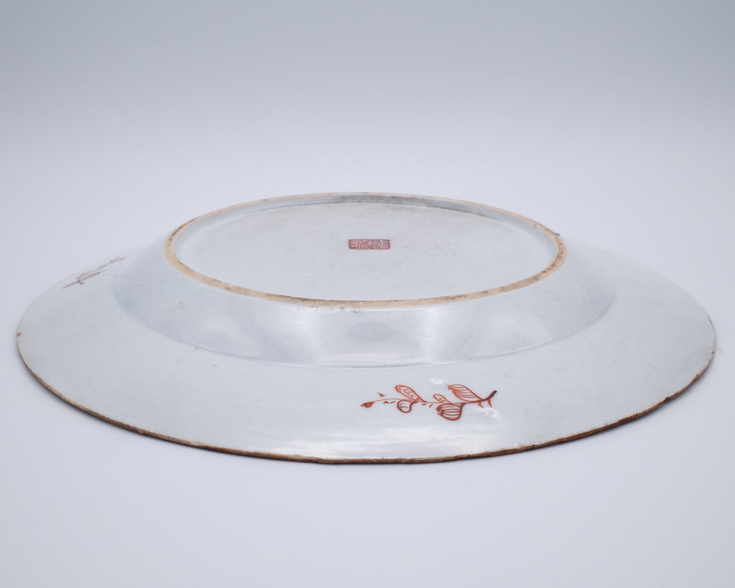 Antique Chinese Clobbered Blue and White Export Porcelain Dish With Chickens. 18th century